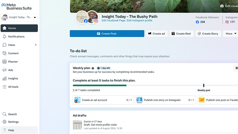 ساخت حساب کاربری در Meta Business Suite 